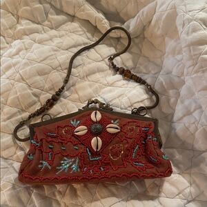 Embroidered Red Clutch Bag